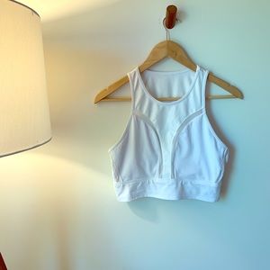 Fabletics white high-neck Sports Bra/Crop Top